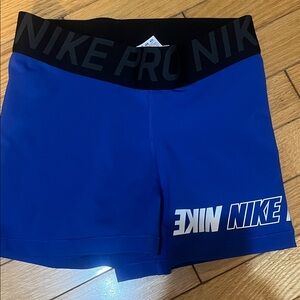 Nike Women's Pro Shorts in Blue with Black Waistband